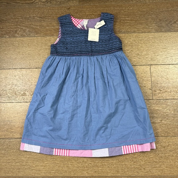 Tea Collection Girls Reversible Sundress Chambray Plaid  10 Back to School NWT - Picture 1 of 11